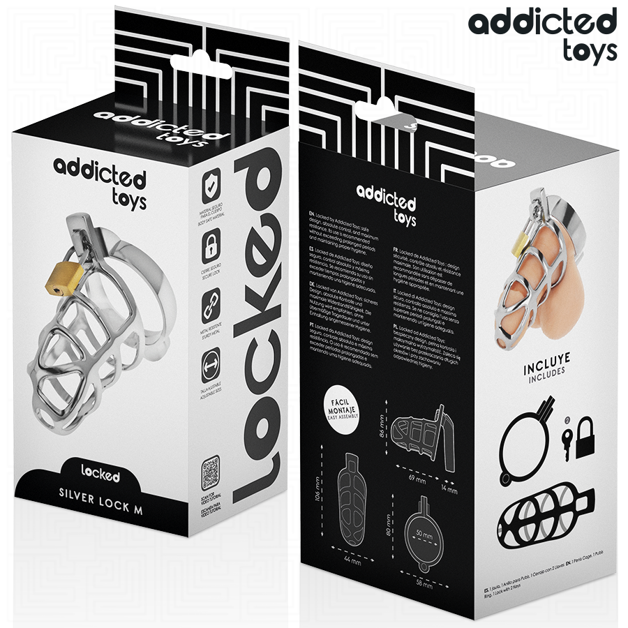 Coffret Silver Lock M Addicted Toys – cage de chasteté en métal