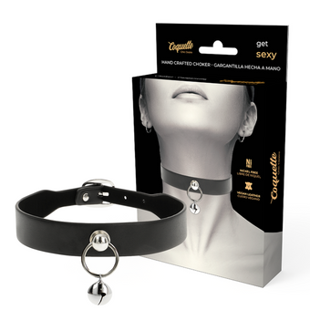 Collier ras-de-cou noir avec anneau et grelot – Coquette Chic Desire