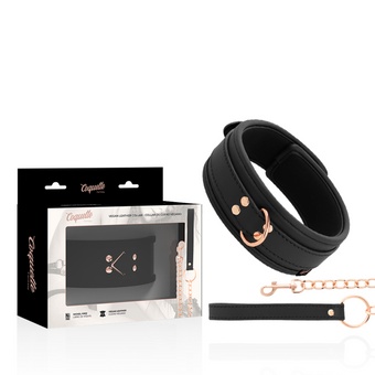Collier BDSM en cuir végan avec laisse et doublure néoprène – Coquette Chic Desire
