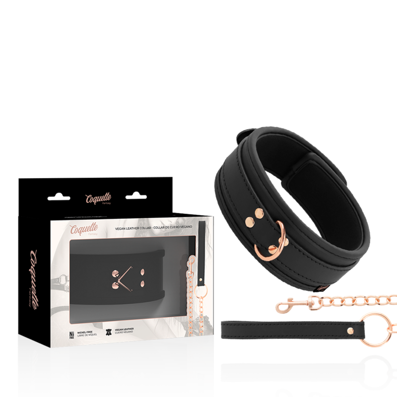 Collier fantaisie noir avec chaîne, poignée et emballage Coquette Fantasy