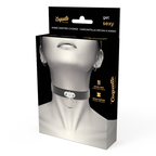 Emballage avant du collier ras-de-cou en cuir végan noir Coquette Chic Desire