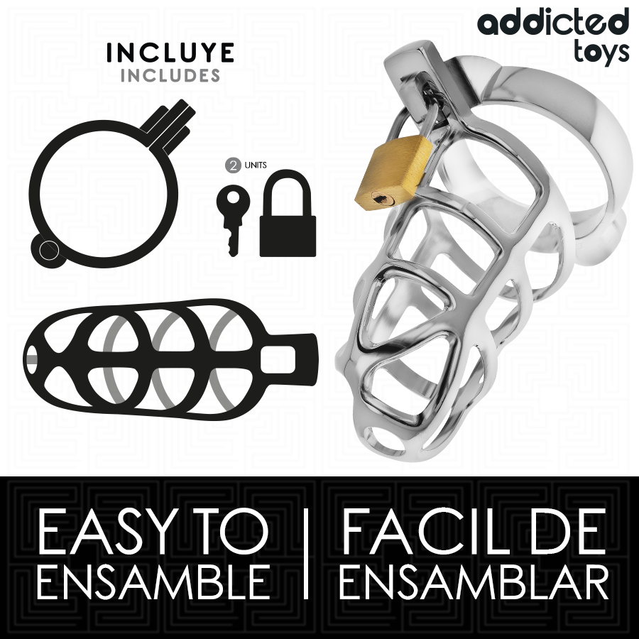 Contenu Silver Lock M – cage, anneau, cadenas et deux clés