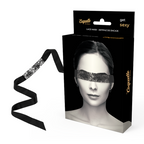Masque en dentelle noire avec ruban Coquette Chic Desire présenté avec son emballage