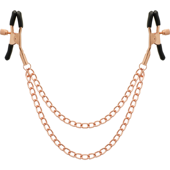 Pinces à tétons réglables avec double chaîne cuivrée – Coquette Chic Desire