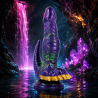 Crocotta Mystic Aurora Epic dans un décor fantasy violet, vert et doré