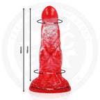 Dimensions du gode Agnis Crimson Fire Epic : 18,2 cm et base 9 cm