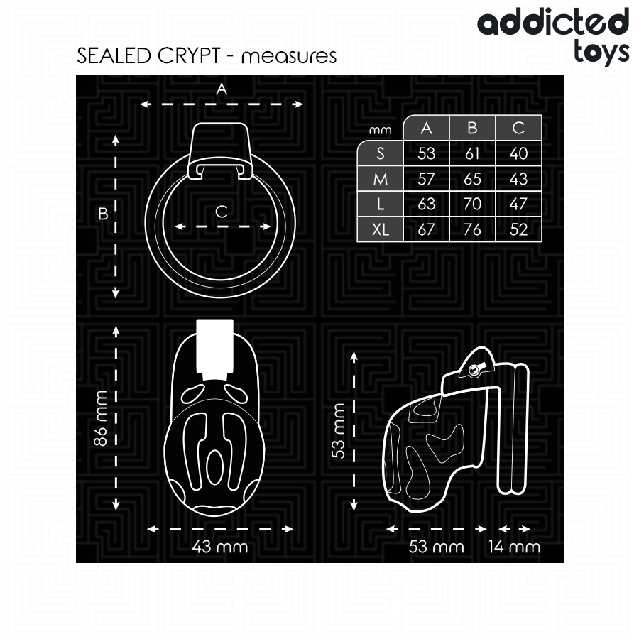 Dimensions de la cage Sealed Crypt et anneaux de 40 à 52 mm