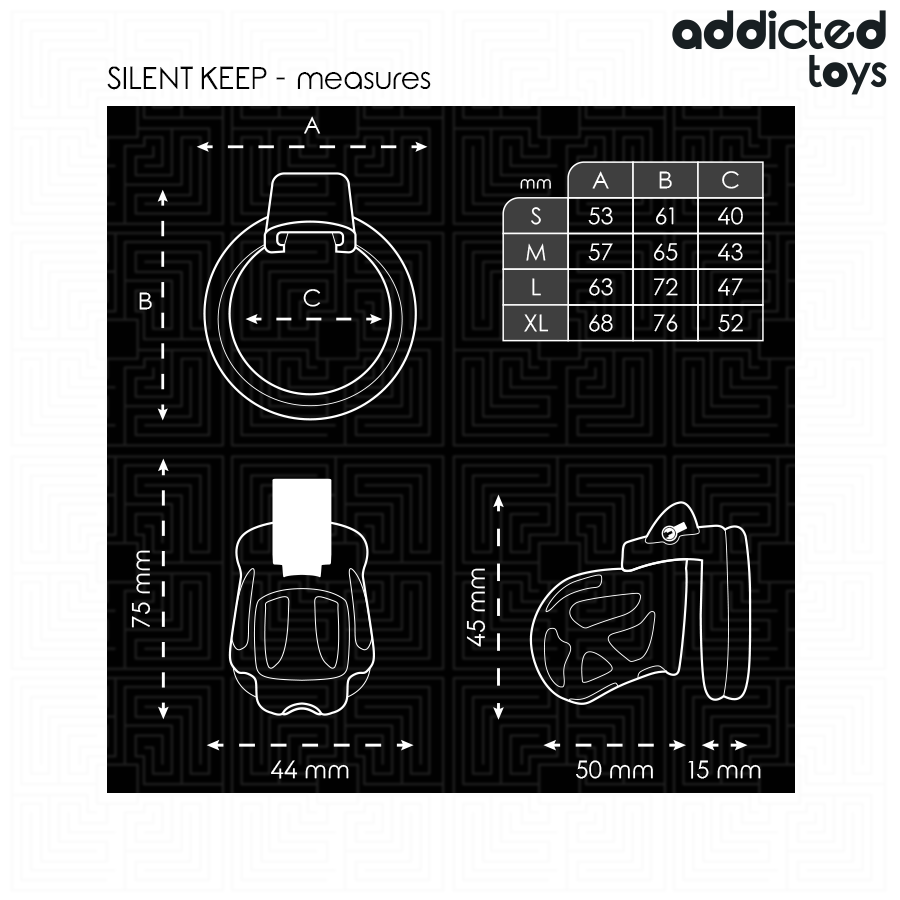 Dimensions de la cage Silent Keep et anneaux de 40 à 52 mm