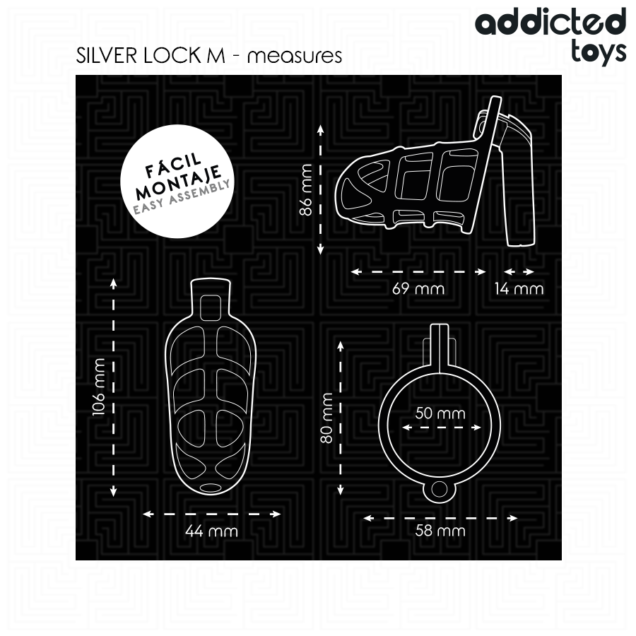 Dimensions cage à pénis Silver Lock M – Addicted Toys