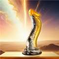 Drakon Cobra Epic – gode fantasy jaune, noir et translucide 20,5 cm avec ventouse dans un décor mythologique lumineux