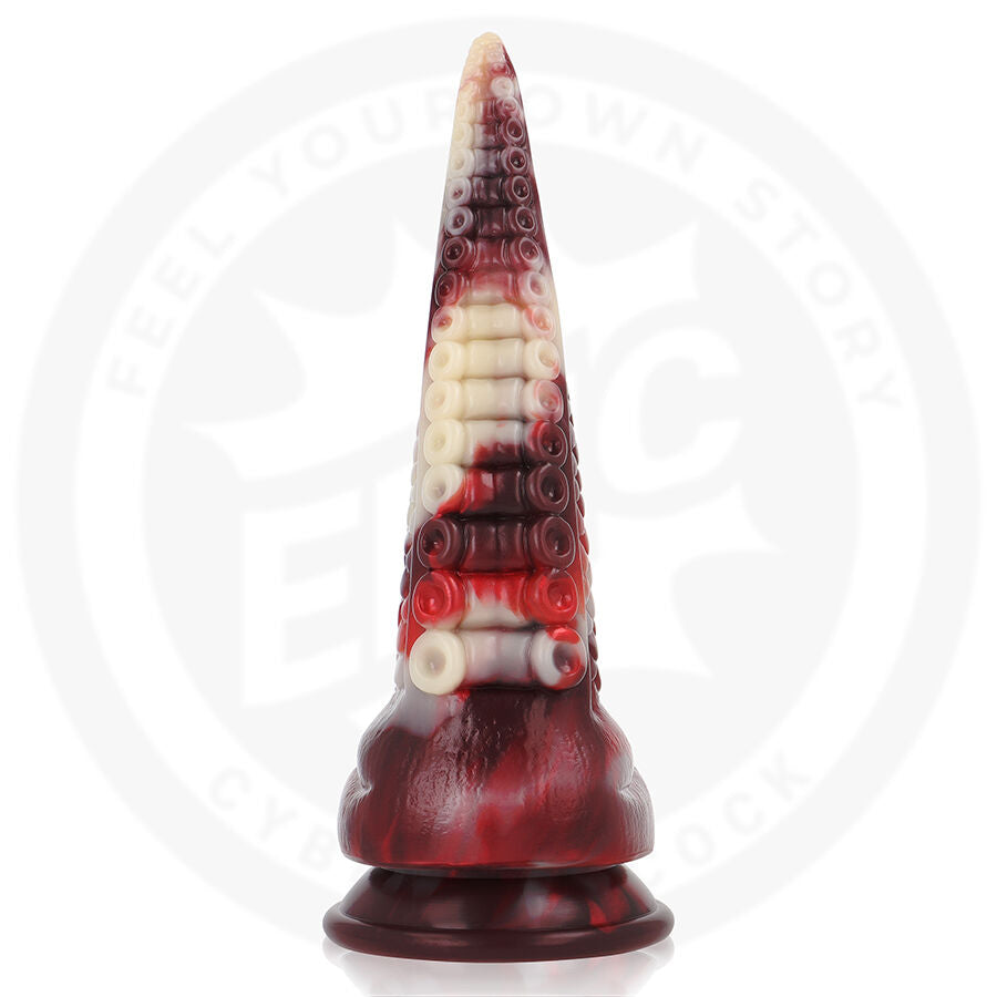 Draxis Abyssal Shadow Epic – gode fantasy tentacule rouge, ivoire et bordeaux avec ventouse, vue de face