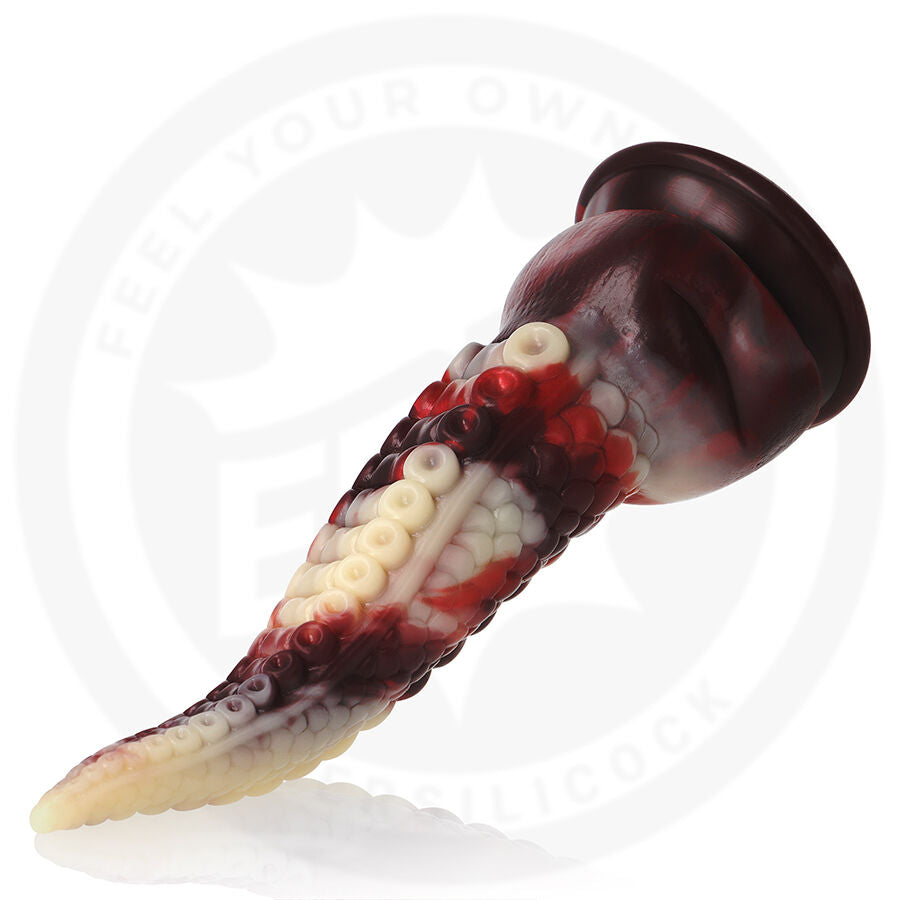 Draxis Abyssal Shadow Epic – gode fantasy tentacule souple avec reliefs et ventouse, vue inclinée