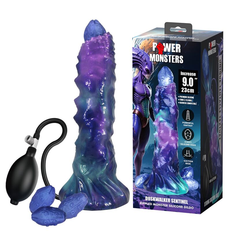 Coffret complet Duskwaker Sentinel Power Monsters avec gode fantasy, pompe manuelle, 4 œufs en silicone et emballage