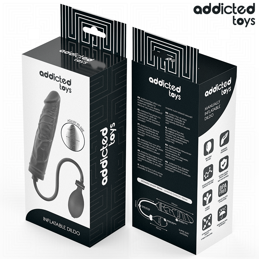Emballage avant et arrière du godemichet gonflable Addicted Toys Modèle 4