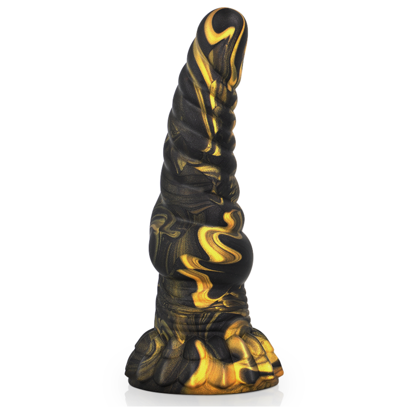 Furias Epic – gode fantasy noir et doré en silicone avec base ventouse
