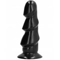 Gode anal texturé noir All Black 17 cm avec reliefs et base ventouse