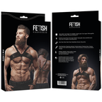 Packaging harnais poitrine homme cuir vegan noir à rivets – Fetish Submissive