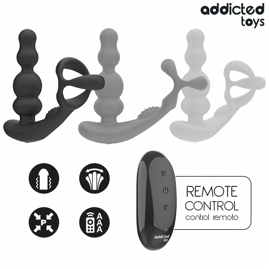 Forme ergonomique du masseur prostate rotatif noir Addicted Toys