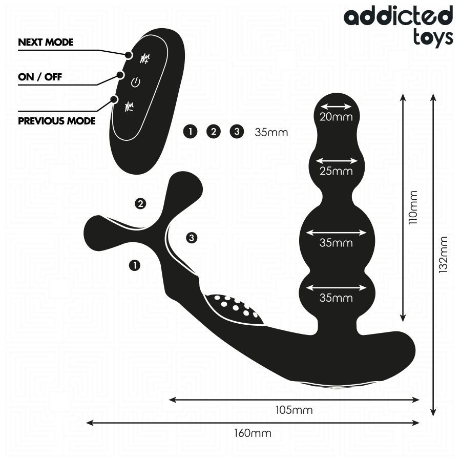 Télécommande et accessoires du masseur prostate rechargeable Addicted Toys