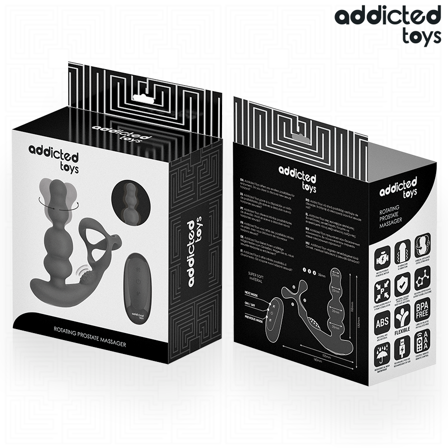 Masseur prostate rotatif rechargeable Addicted Toys avec télécommande et câble USB
