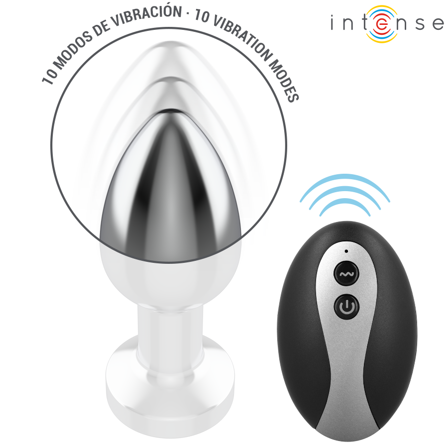 Plug anal Intense en métal avec 10 modes de vibration et télécommande sans fil