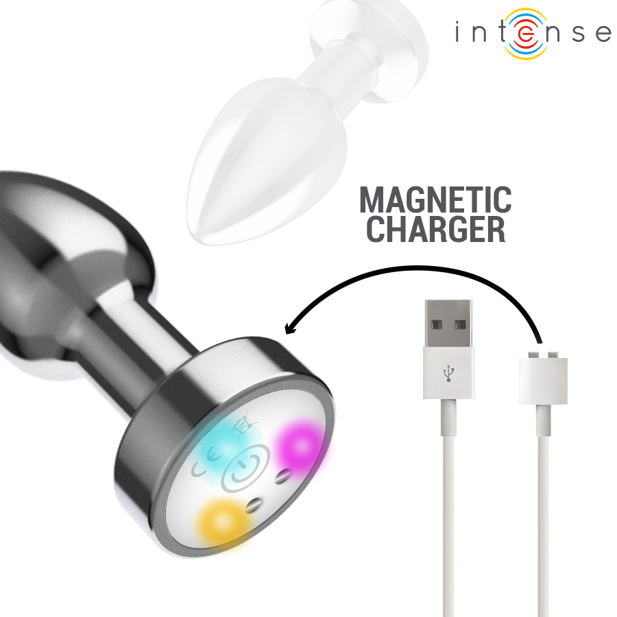 Recharge magnétique du plug anal vibrant Intense avec base LED multicolore