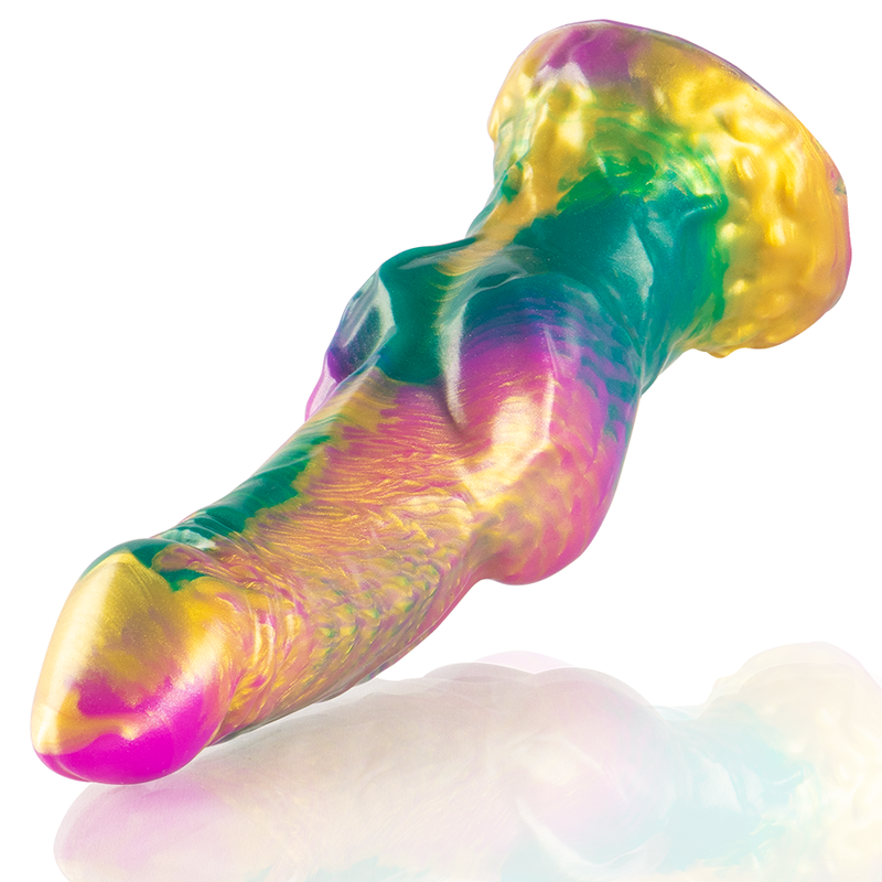 Iris Epic – gode fantasy texturé multicolore avec ventouse, vue de trois quarts