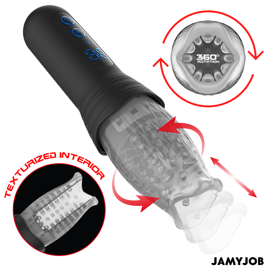 Blow-R Jamyjob avec intérieur texturé, poussée automatique et rotation 360 degrés
