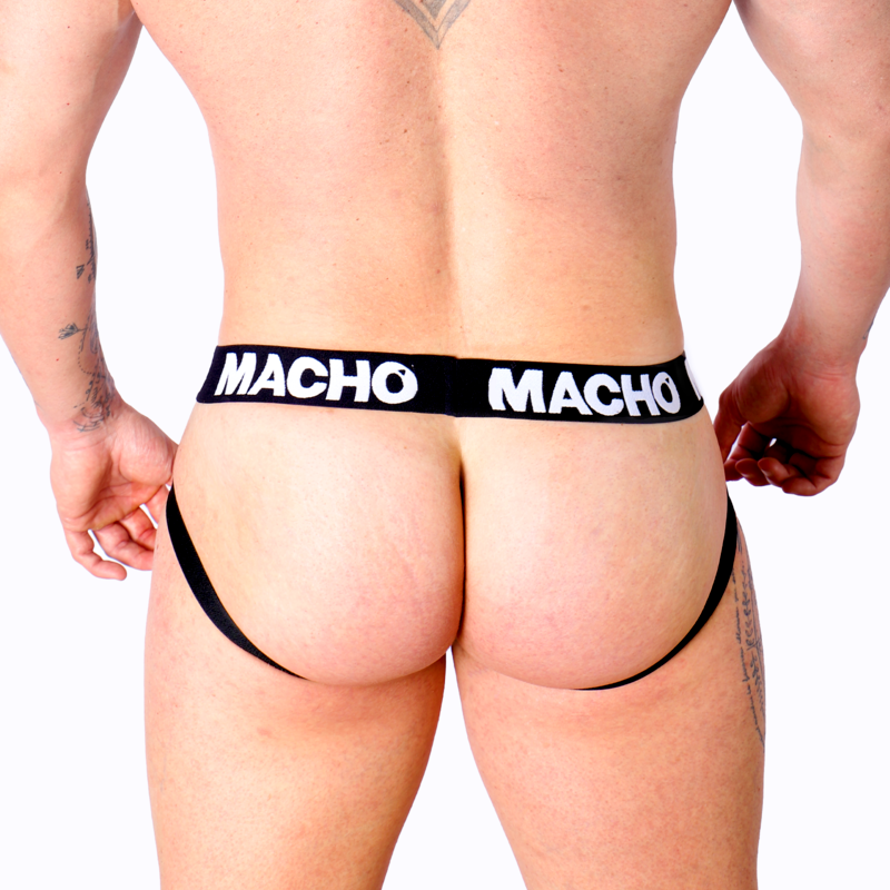 Jockstrap homme noir effet cuir Macho vue arrière