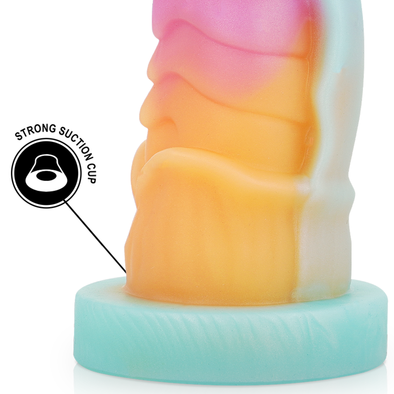 Détail de la base ventouse du gode fantasy Kelpie Water Spirit Epic en silicone multicolore