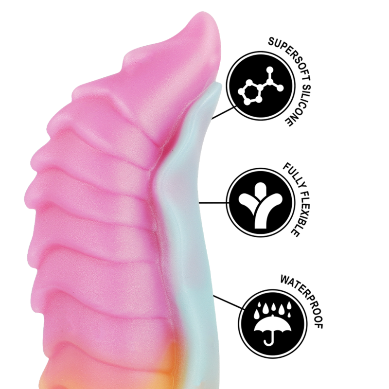 Caractéristiques du Kelpie Water Spirit Epic : silicone Supersoft, entièrement flexible et waterproof