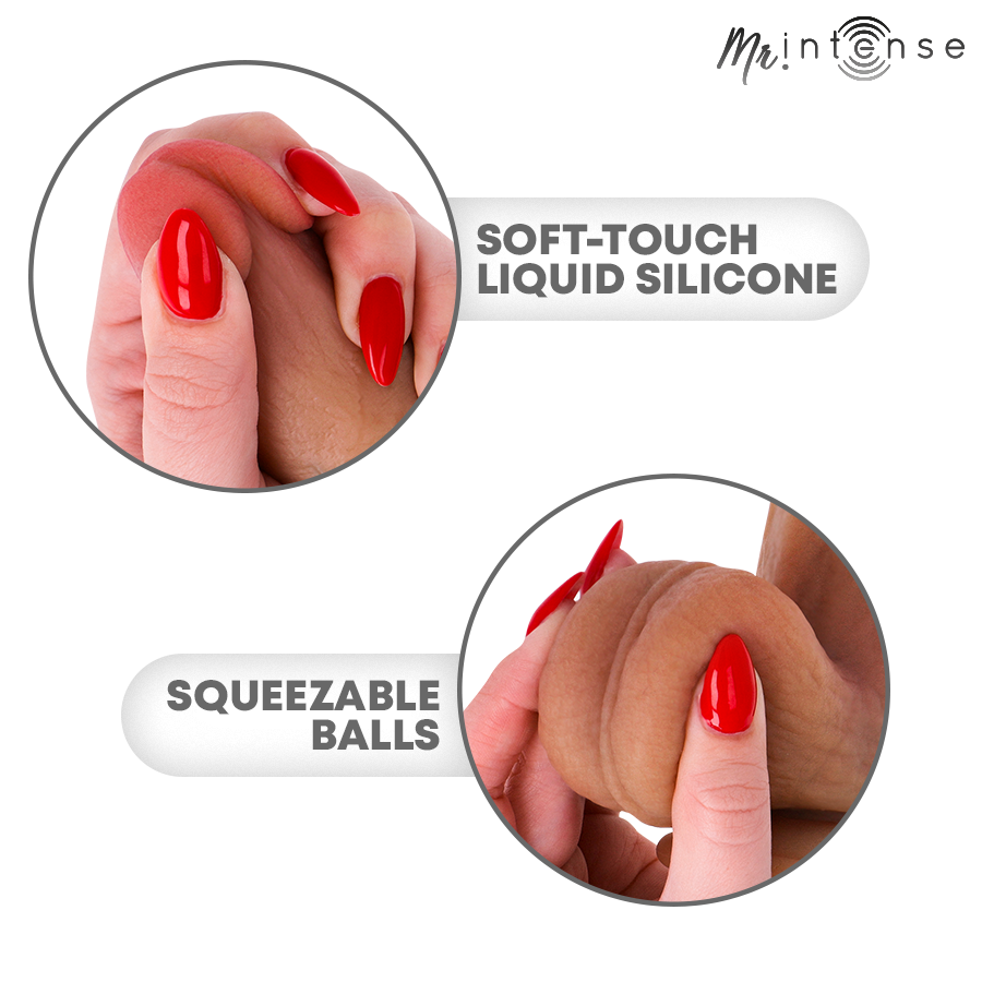 Détail du silicone doux et souple du Logan Mr Intense avec base texturée réaliste
