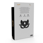 Dos de l'emballage du masque à oreilles de chat avec indications cuir végan et ajustable