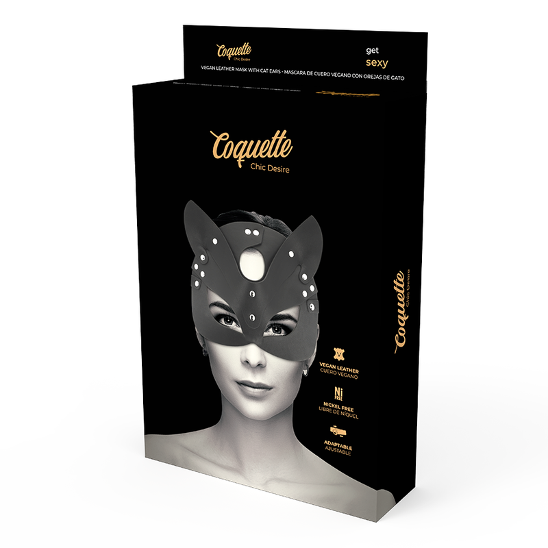Emballage Coquette Chic Desire noir et doré du masque à oreilles de chat