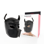 Masque puppy Darkness en néoprène noir avec museau amovible et boîte