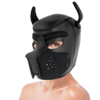 Masque puppy noir Darkness porté avec oreilles et museau