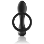 Masseur anal noir avec anneau de maintien vue de face
