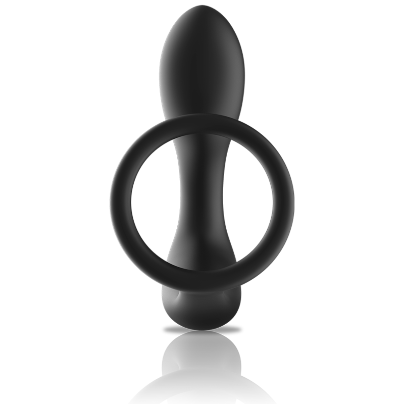 Masseur anal noir avec anneau de maintien vue de face