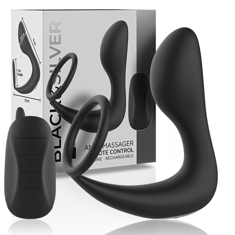 Masseur anal télécommandé Black & Silver noir avec télécommande et coffret