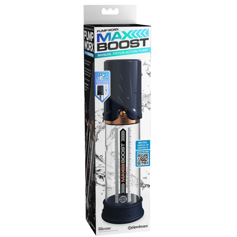 Coffret de la pompe à pénis Max Boost bleue Pump Worx