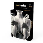 Emballage Coquette Chic Desire des menottes de luxe à plumes noires et chaîne dorée