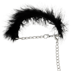 Menottes Fetish Deluxe Coquette Chic Desire à plumes noires et chaîne argentée, avec emballage