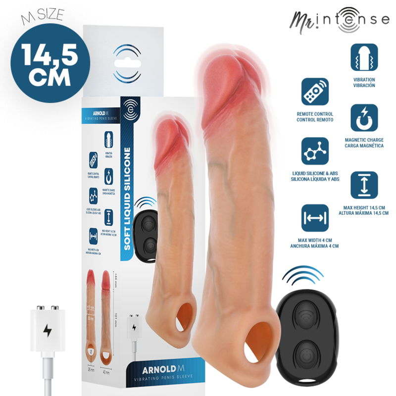 Arnold M Mr Intense gaine pénienne vibrante 14,5 cm avec télécommande et coffret