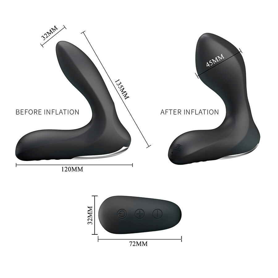 Masseur prostate MR Play – dimensions avant et après gonflage