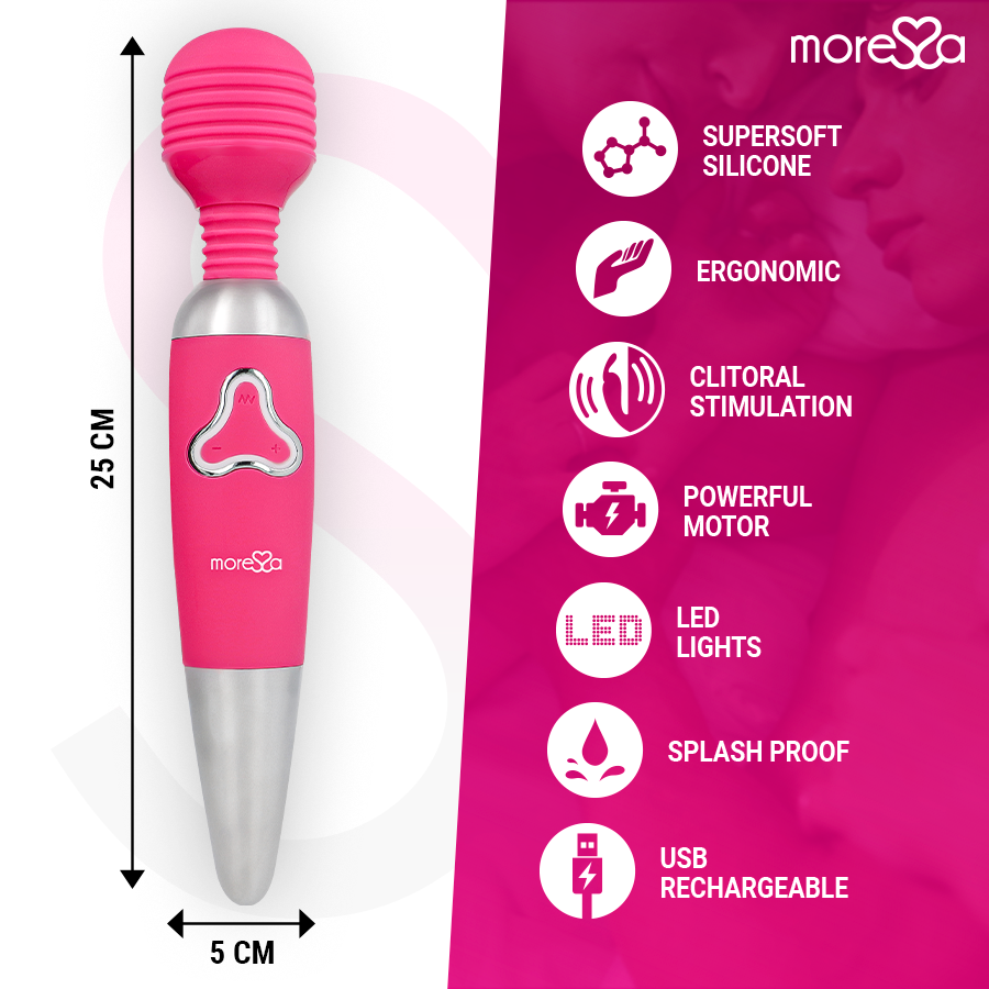 Odilon Moressa dimensions 25 cm et fonctions du vibromasseur rechargeable