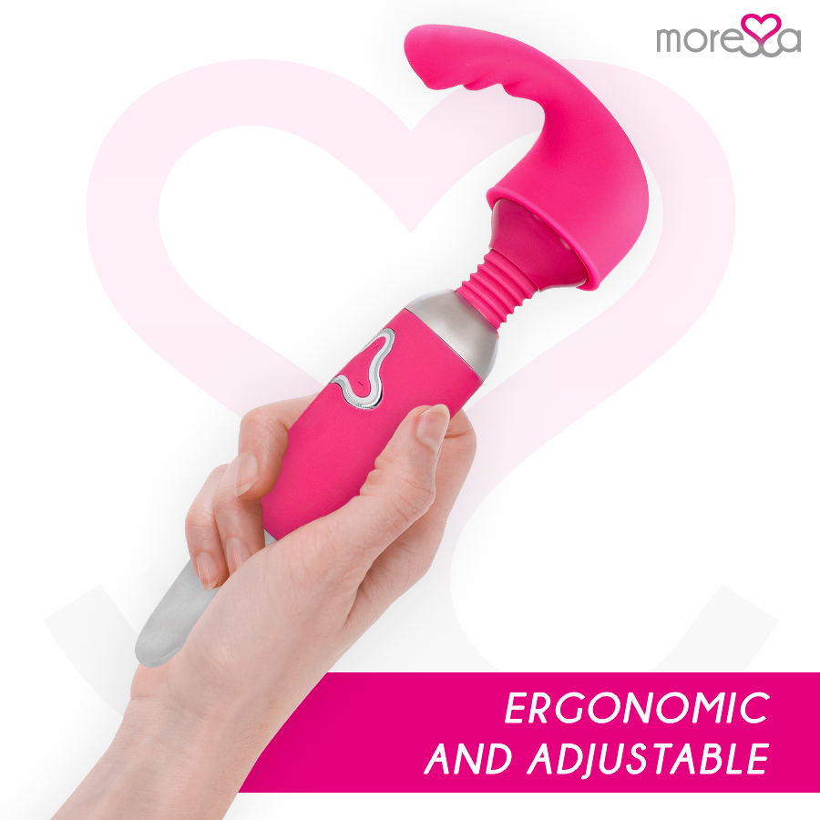 Odilon Moressa vibromasseur ergonomique rose à tête flexible tenu en main