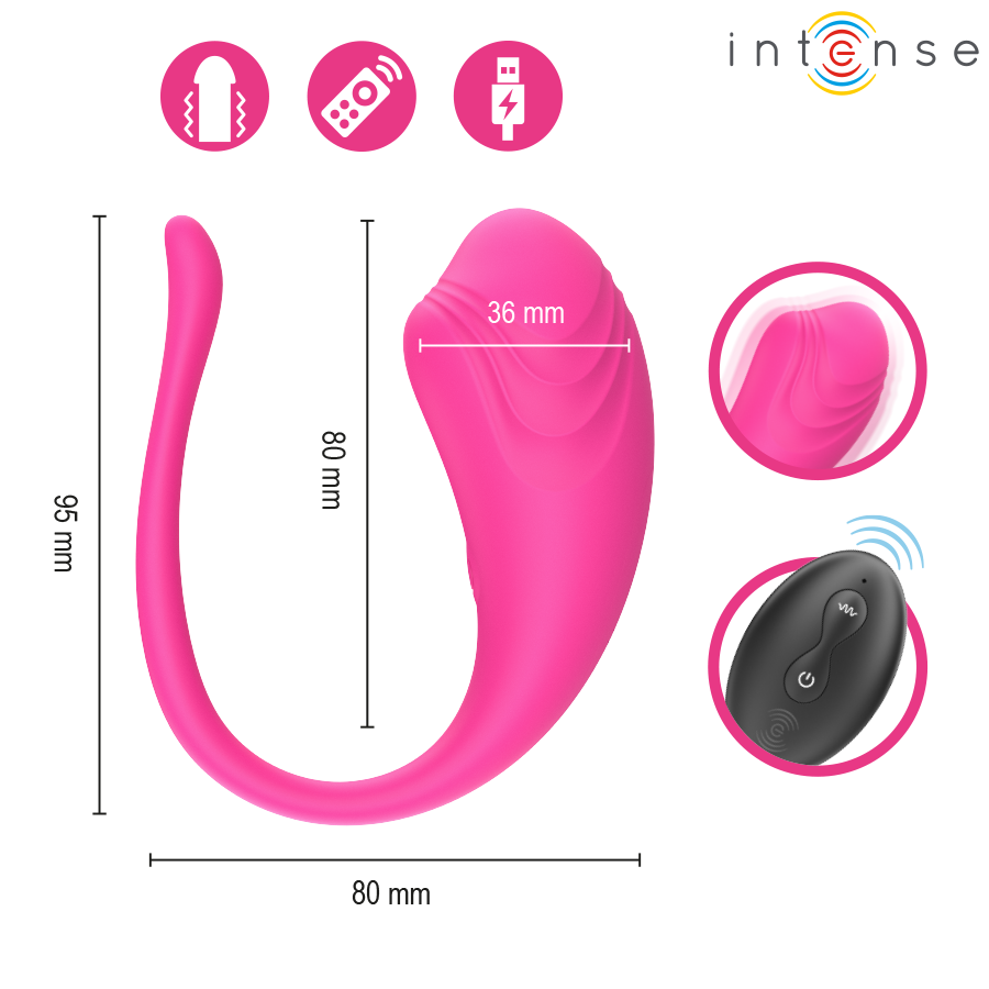 Dimensions Olivia Intense rose 9,5 cm longueur et 3,6 cm diamètre
