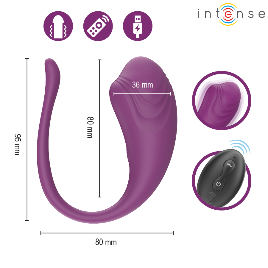 Dimensions Olivia Intense violet 9,5 cm longueur et 3,6 cm diamètre