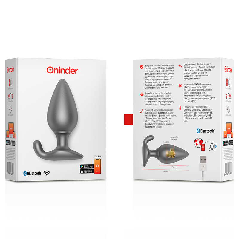 Coffret Oninder Rio avec plug anal vibrant rechargeable et caractéristiques