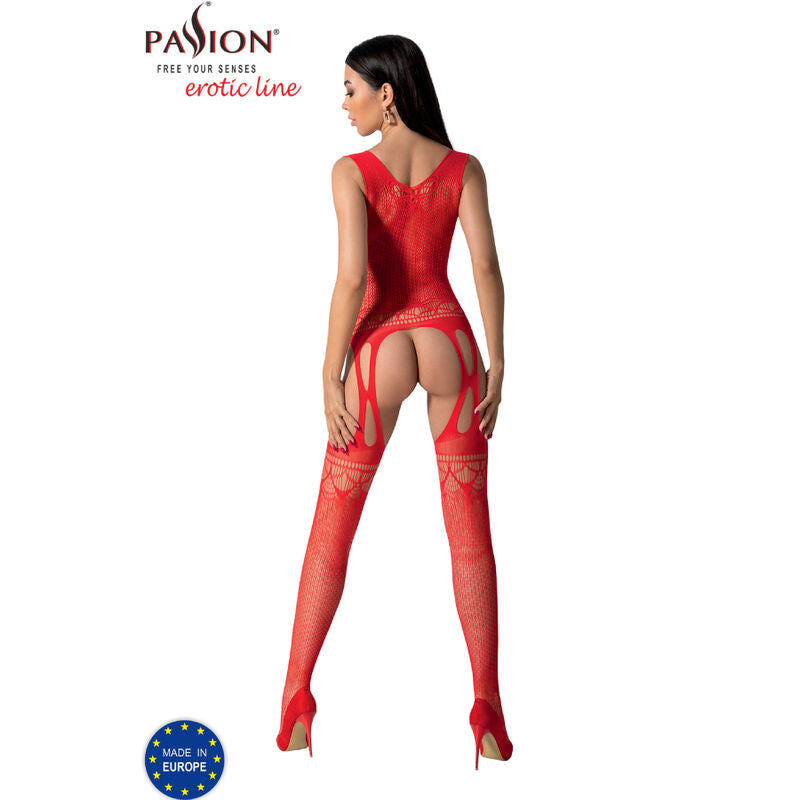 Body résille intégral rouge Passion BS099 taille unique porté de dos